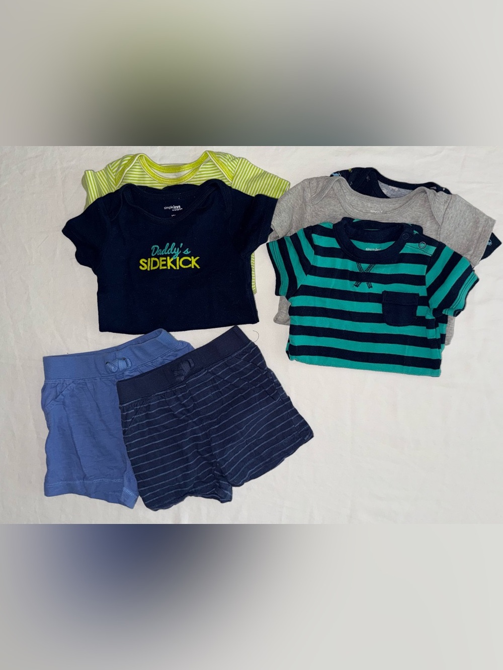 12 Months Baby Boy Lot  7 Pieces| Carter’s bodysuits and shorts | Summer outfits